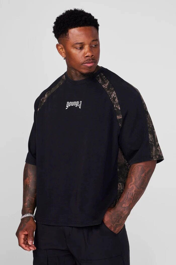 Youngla Cycling Camo Splicing Tee
