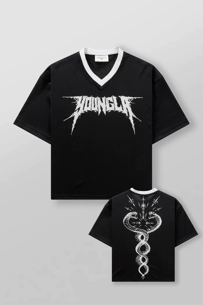 Youngla American Oversized Mesh Digital-Print Tee